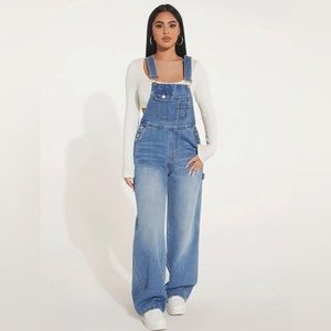 Light Wash Straight Leg Carpenter Overalls